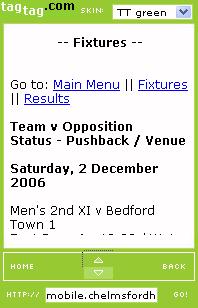 CHC Mobile Site - Forthcoming Fixtures